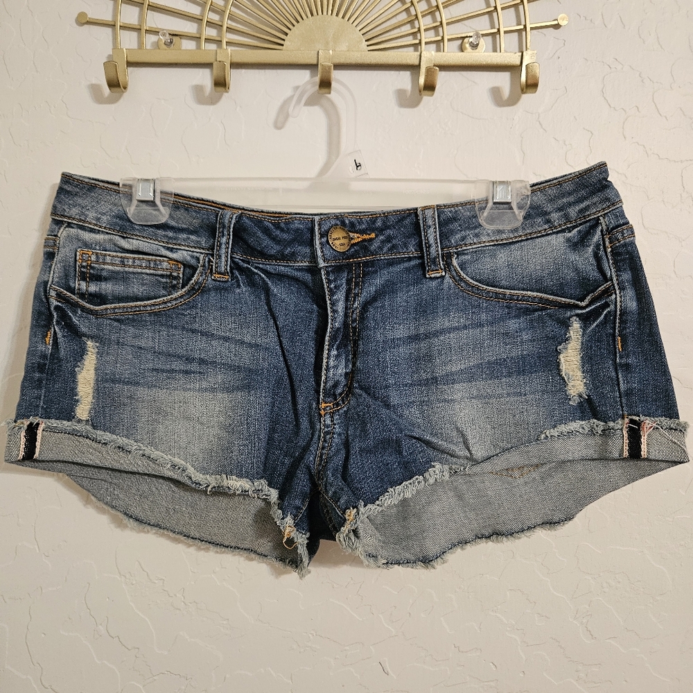 Sneak Peek Distressed Blue Jean Shorts